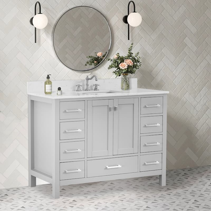 OpalithD 48 in. Bathroom Vanity with Sink, Wood Bath Cabinet with Top