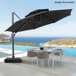 Pellebant 12 FT Outdoor Round Cantilever Umbrella with Double Top