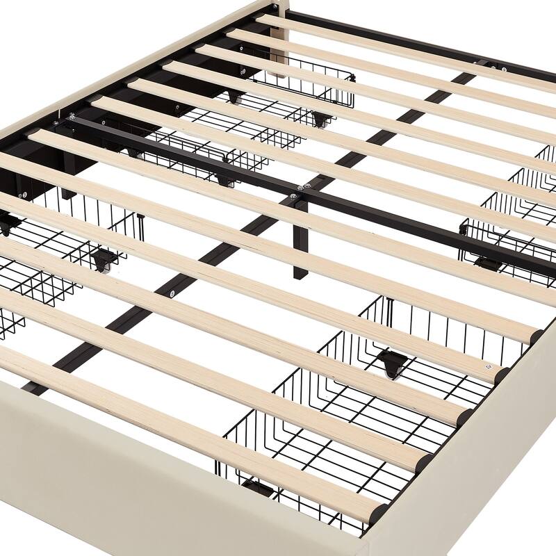 Javlergo Upholstered Platform Bed Frame with Storage Drawers and Adjustable Headboard, No Box Spring Needed