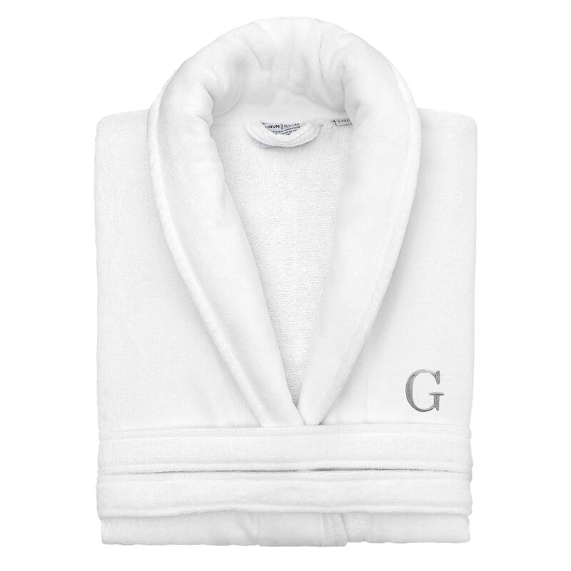 Authentic Hotel and Spa 100% Turkish Cotton Personalized Unisex Anovia Velour Bathrobe - Grey Block Font - Large/XLarge - G