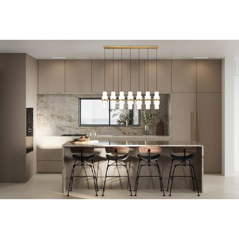 Cayden 7 Light Linear Chandelier in Modern Gold - Modern Gold