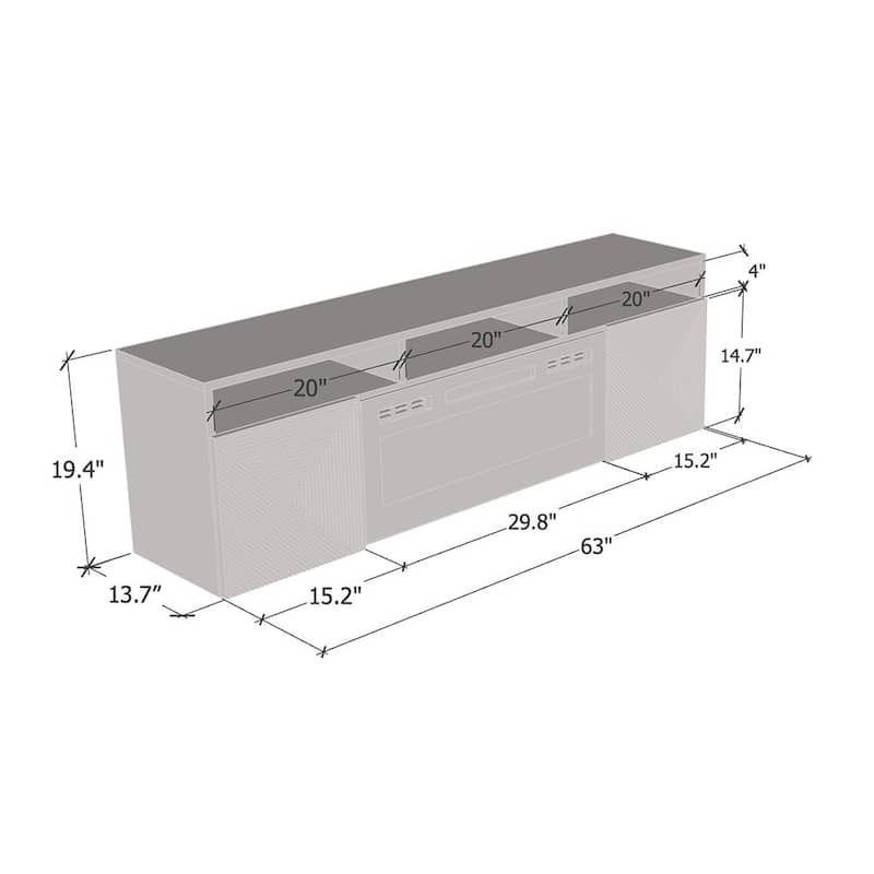 Giza EF Wall Mounted Electric Fireplace Modern 63" TV Stand