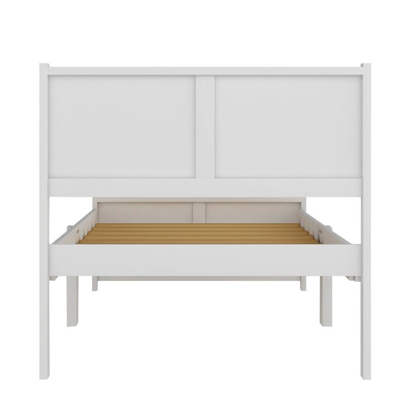 AOOLIVE Platform Bed with Headboard and Footboard, Twin, White