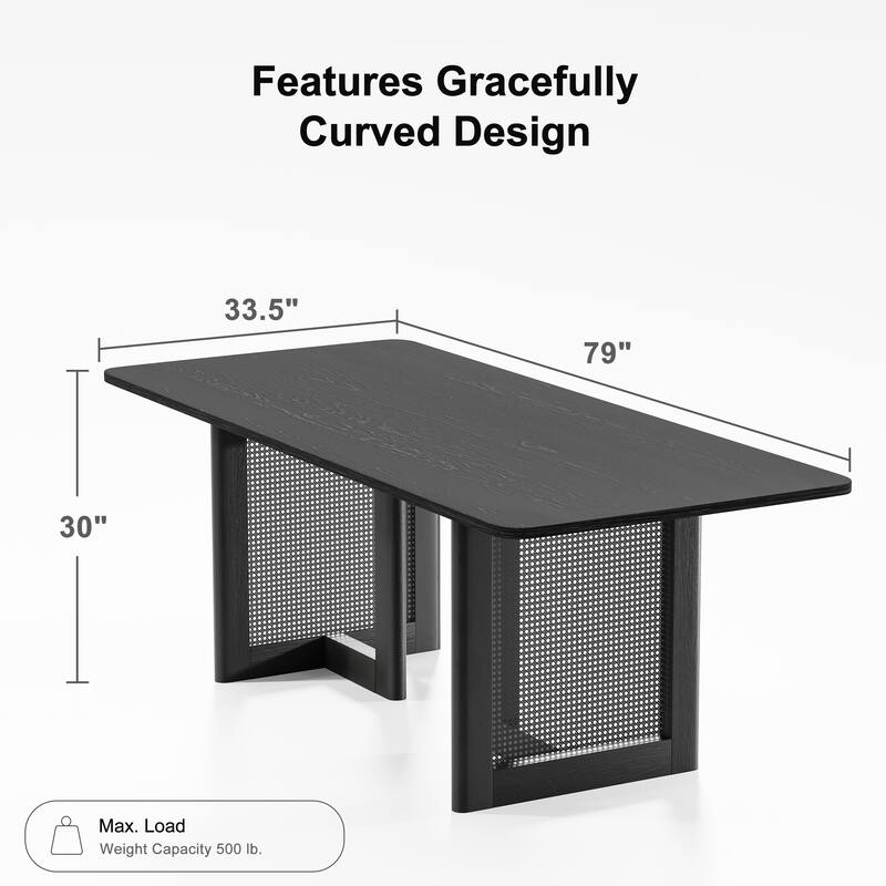 Wooakway Solid Wood 67'' Square Dining Table for 6 People Nordic style