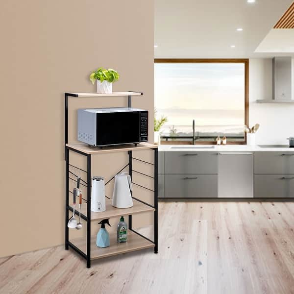 4 Tier Wooden Kitchen Shelf Baker S Rack Light Brown