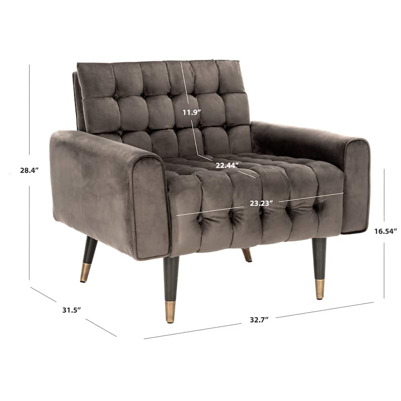 SAFAVIEH Nansy Contemporary Tufted Velvet Accent Chair - 32.7" x 31.5" x 28.4" - 34Wx31Dx29H