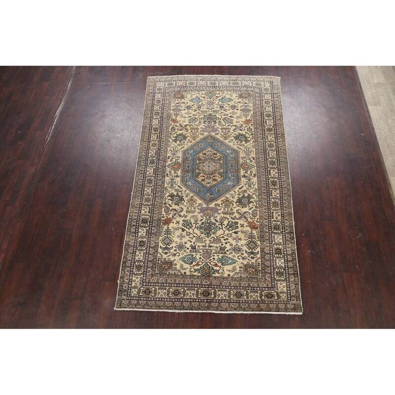Geometric Tabriz Persian Area Rug Wool Hand-knotted Bedroom Carpet - 5'4" x 9'5"