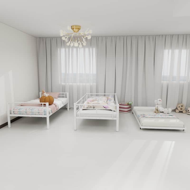 Heavy-duty Sturdy Meta Twin over Twin Bunk Bed/l/ Noise Reduced/ Safety Guardrail/No Box Spring Needed