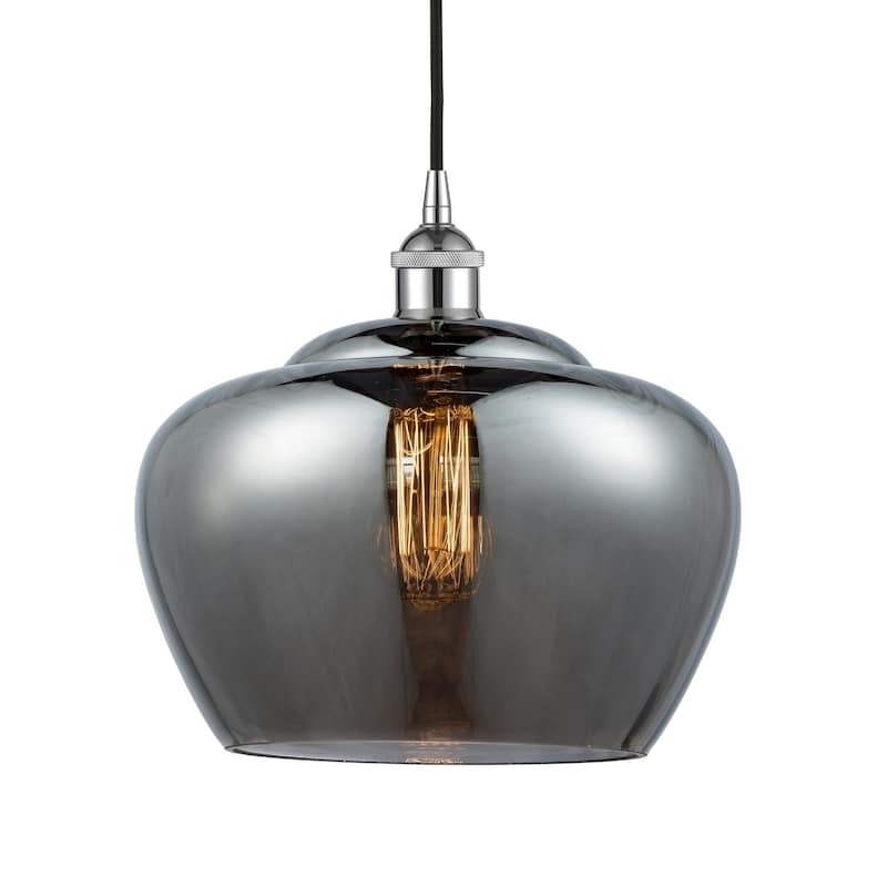 Innovations Lighting 616-1P-12-11-L Fenton Pendant Fenton 11" Wide - Polished Chrome / Plated Smoke