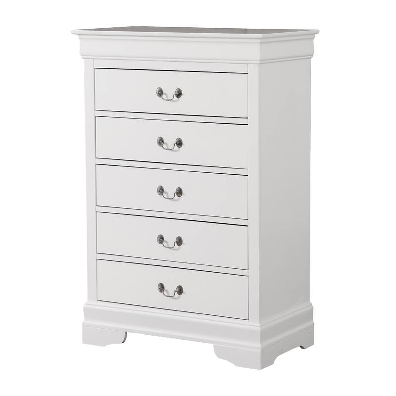 Wooden 5-Dovetailed Drawer Bedroom Chest - 48" - White