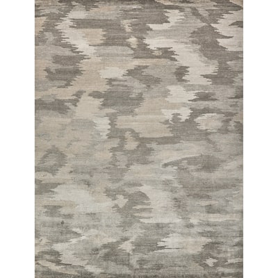 EXQUISITE RUGS Bamboo Silk Hand-knotted Light Silver/Grey Area Rug.