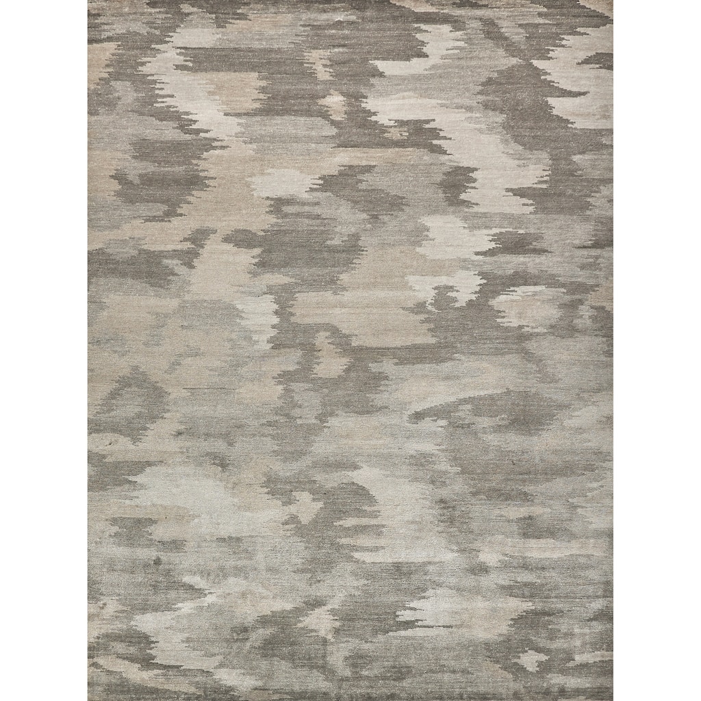 EXQUISITE RUGS Bamboo Silk Hand-knotted Light Silver/Grey Area Rug.