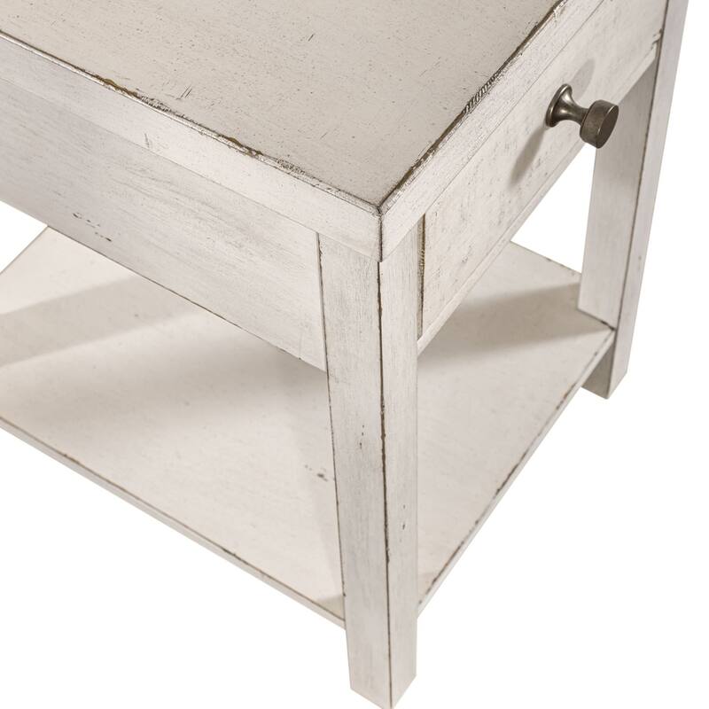 Modern Farmhouse Flea Market White Drawer Chair Side Table