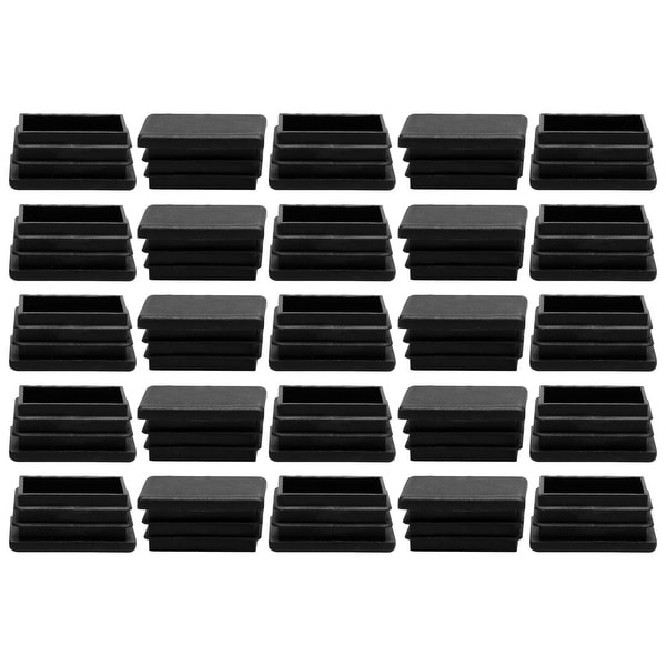 25pcs 20 x 40mm Plastic Rectangle Ribbed Tube Inserts End Cover Cap Furniture Chair Table Feet Floor Protector