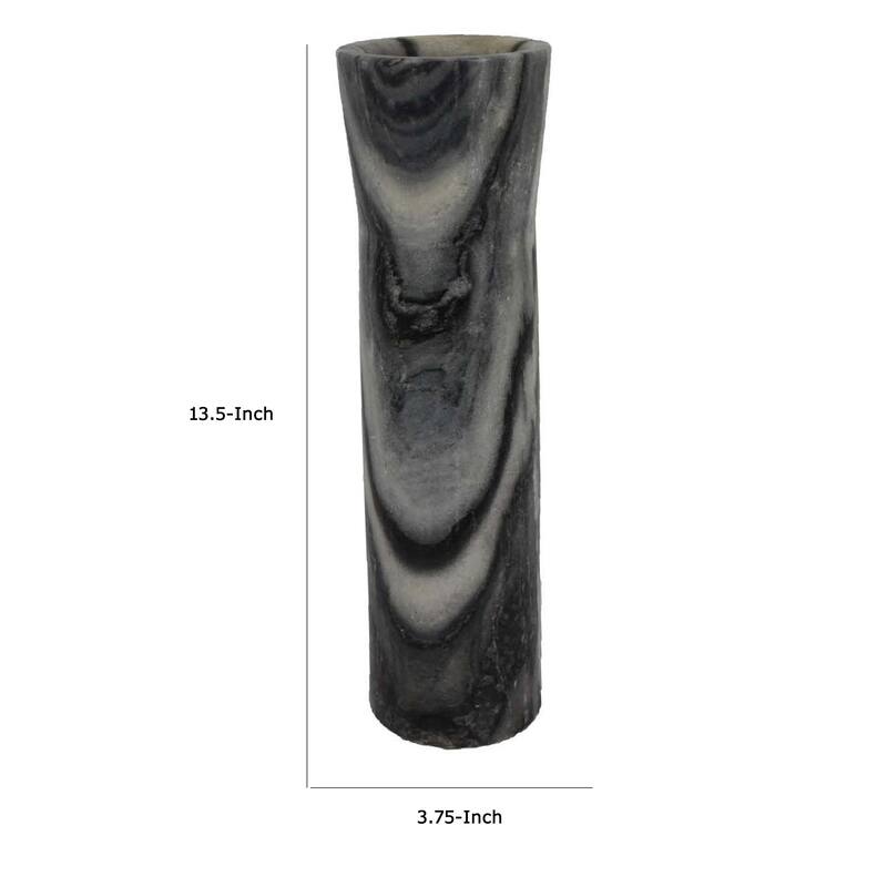 Danny Tall Accent Vase, Natural Stone Pattern Gray Marble 14 Inch