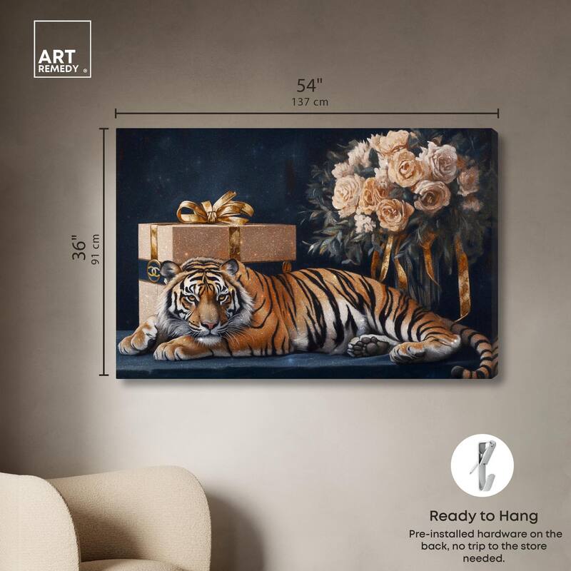 Tiger Glam Gift Boxes Canvas by Art Remedy, Gallery Wrapped