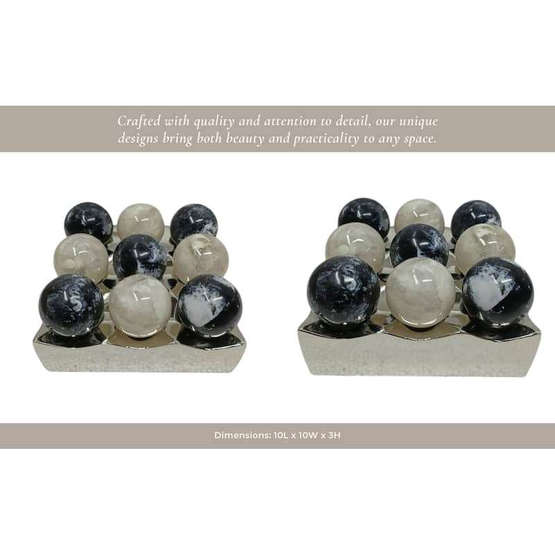 Metal and Marble Game Decor Piece Decorative Sculpture for Home Office - 10" x 10" x 3"