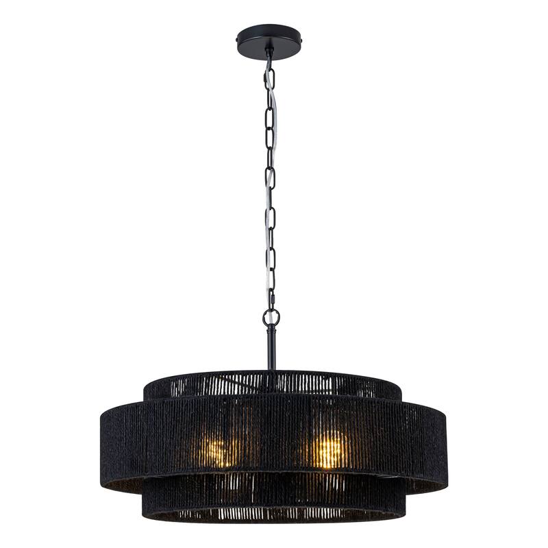 Starsky 4-light Rattan Hand-Woven Hemp Rope Chandelier