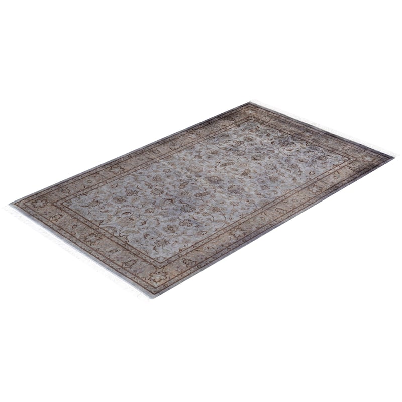 Overton Hand Knotted Wool Vintage Inspired Modern Contemporary Overdyed Gray Area Rug - 3' 3" x 5' 3"