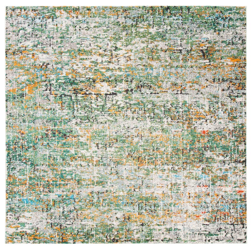 SAFAVIEH Madison Loane Modern Abstract Rug - 6'7" Square - Green/Turquoise - Square