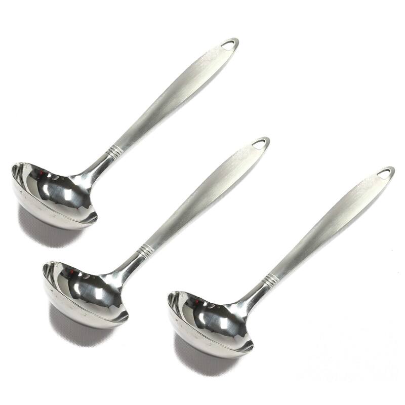 Chef Craft 11" Stainless Steel Serving Ladle with Attractive Brushed Finish Handle - 3 Pack
