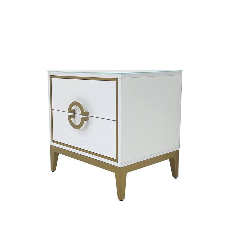 MDF Night Stand with Matte Gold Frame