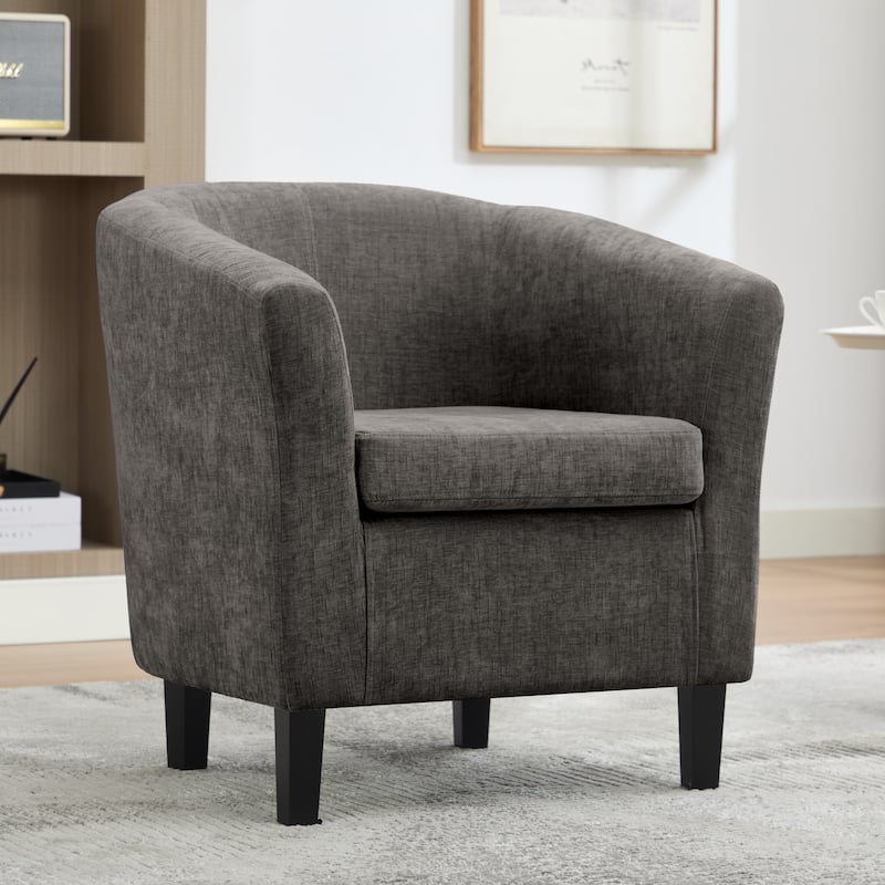Porthos Home Svala Fabric Accent Chair with Wooden Legs - Dark Grey