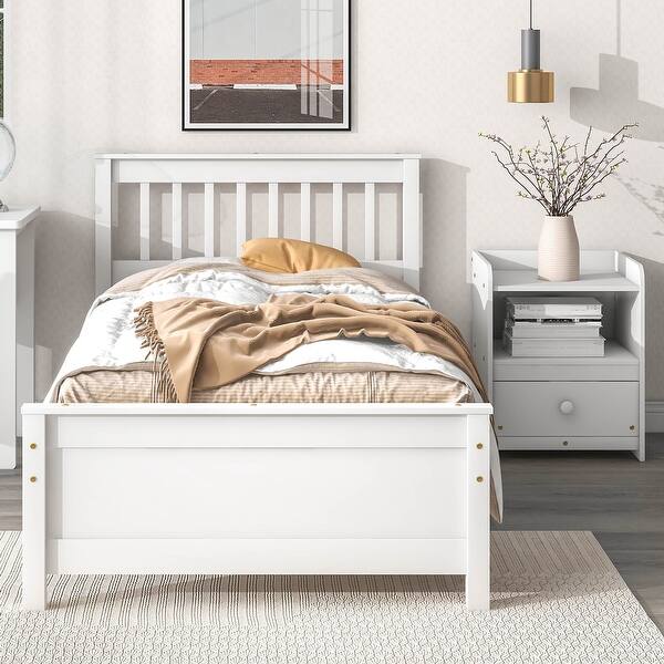 slide 2 of 13, Twin Bed with Nightstand - Sturdy for All Ages White