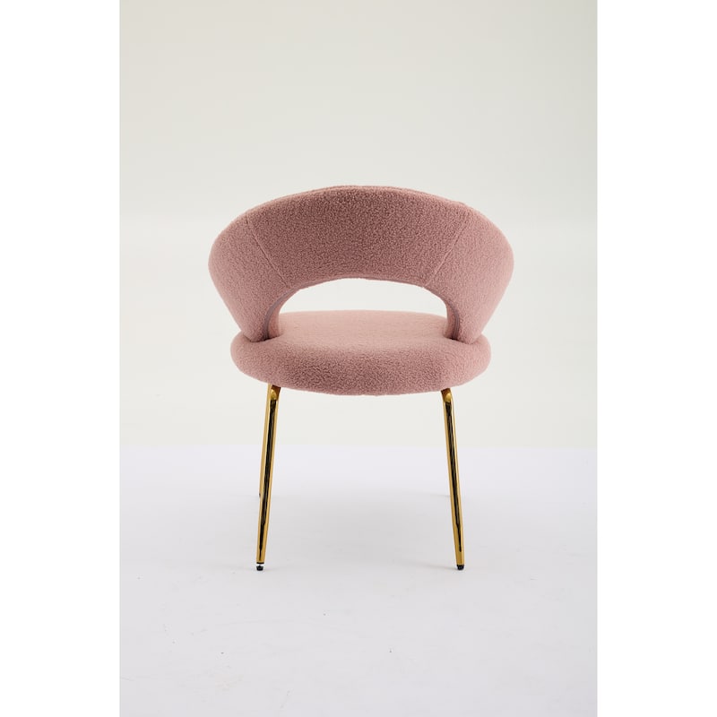 Teddy Fabric Dining Accent Chairs with Curved Backrest and Gold Metal Legs - 250lb Capacity