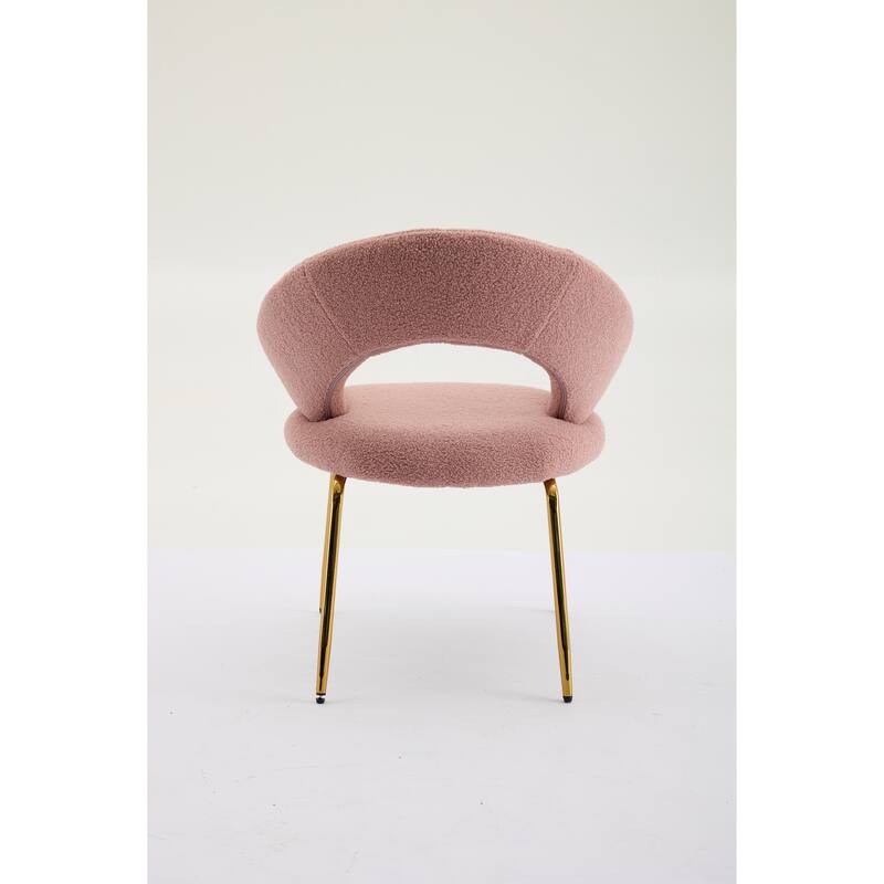 Teddy Fabric Kitchen Chair with Curved Backrest and Metal Legs for Kitchen