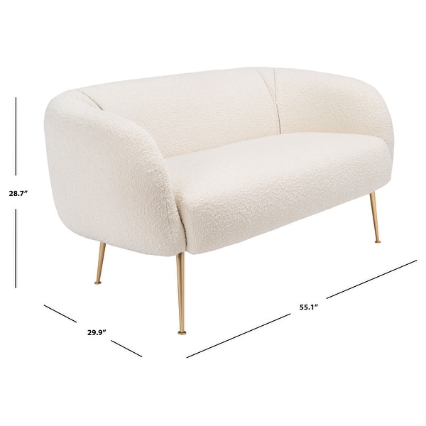 dimension image slide 1 of 2, SAFAVIEH Couture High Line Collection Alena Off-White Polyester Blend Loveseat