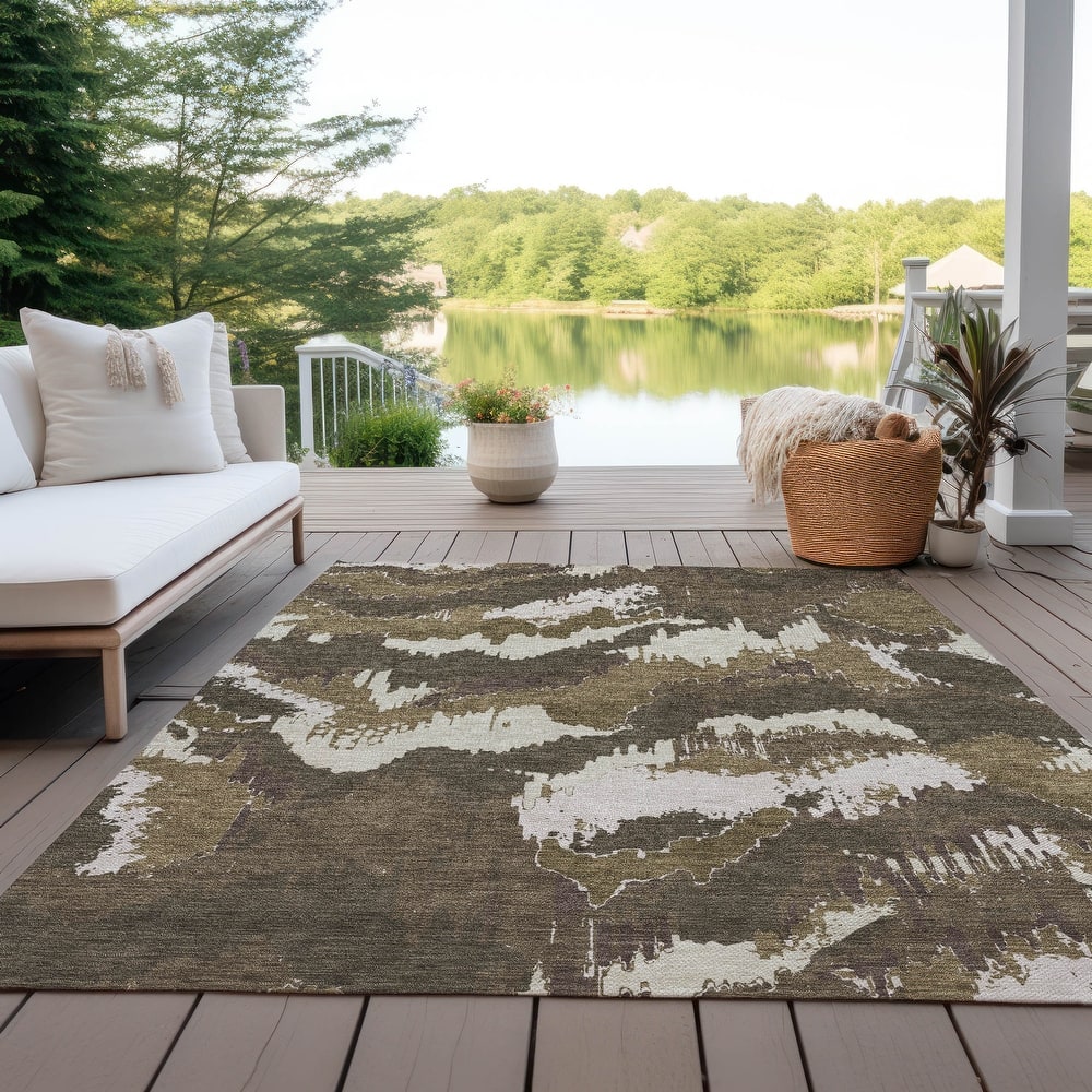 Machine Washable Indoor/ Outdoor Chantille Ombre Abstract Rug