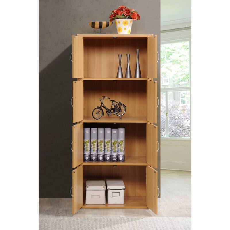 54" Beech Beige Multi-Purpose Bookcase Cabinet with Doors