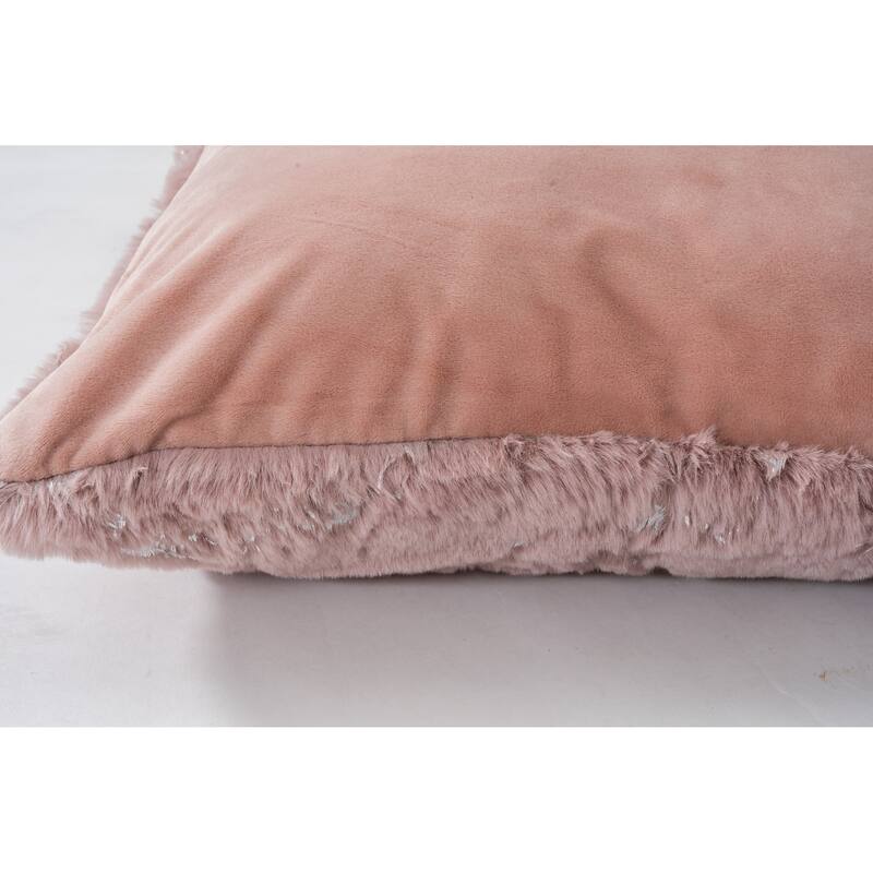 Chryso Collection Faux Fur Pillow with Foil Accents