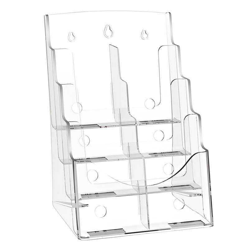 4-Tier Acrylic Flyer Holder 8.5x11, Wall Mount or Counter Stand - 9.25 x 7.87 x 13.39 in