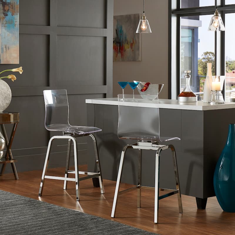 Nova Round Glass Top Vortex Iron Base 5-Piece Counter Height Dining Set by iNSPIRE Q Bold