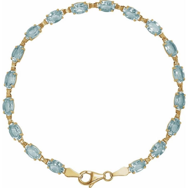 Curata 14k Yellow Gold Sky Blue Topaz Sky Blue Topaz 7.25 Inch Bracelet