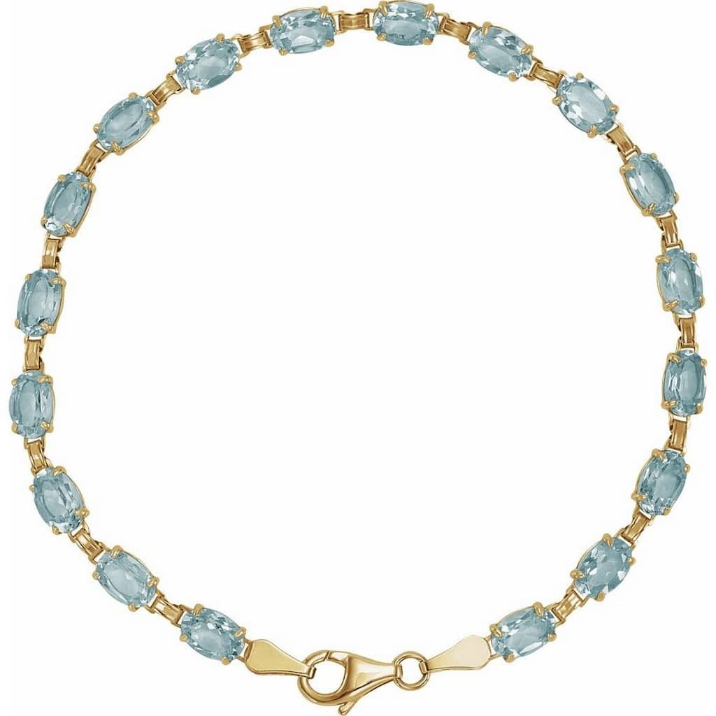Curata 14k Yellow Gold Sky Blue Topaz Sky Blue Topaz 7.25 Inch Bracelet