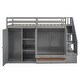 preview thumbnail 15 of 34, Functional Loft Bed with 3 Shelves, 2 Wardrobes and 2 Drawers, Gray