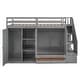 preview thumbnail 15 of 34, Stylish & Simple Functional Loft Bed with 3 Shelves, 2 Wardrobes and 2 Drawers, Ladder with Storage, No Box Spring Needed, Gray