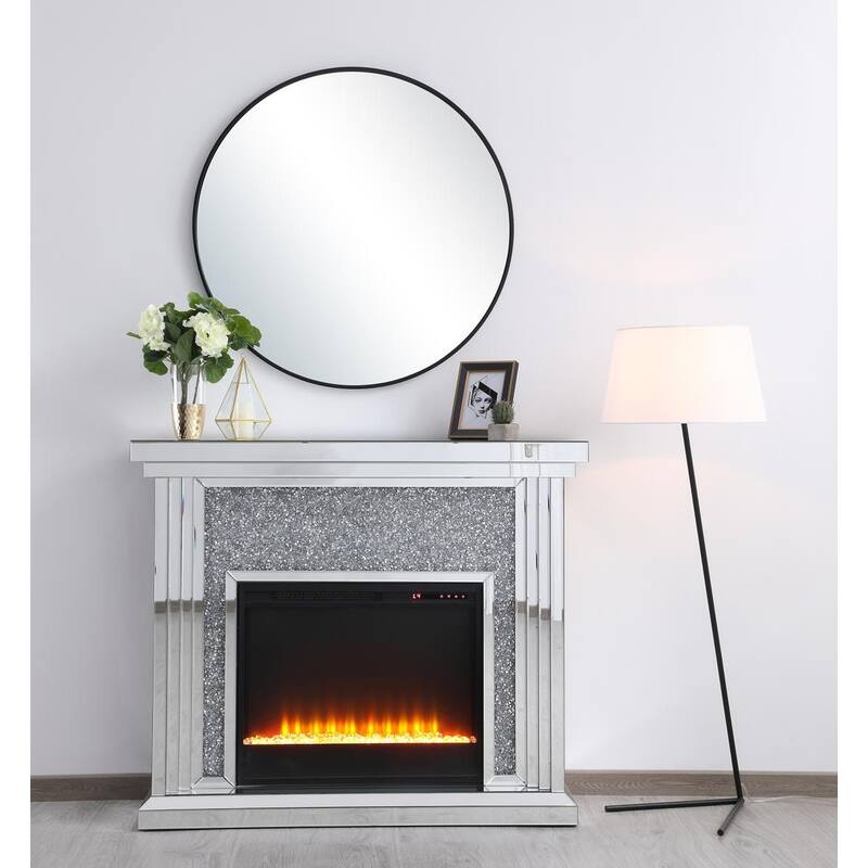 47.5 in. Crystal Mirrored Fireplace Mantle