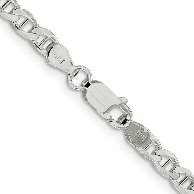 Curata 925 Sterling Silver 4.15mm Flat Cuban Anchor Chain Necklace Options: 16 18 20 22 24