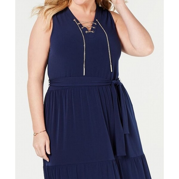 michael kors chain lace up maxi dress