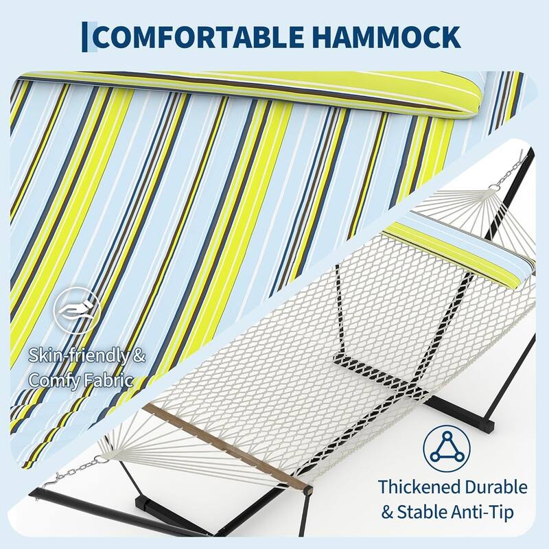 450 LBS Capacity, 2 Person Outdoor Hammock for Patio, Backyard, Garden, Beach