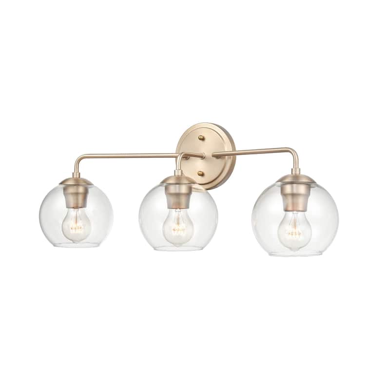 Millennium Lighting 3 Light Modern Gold Bathroom Vanity Fixture with Clear Glass Shades