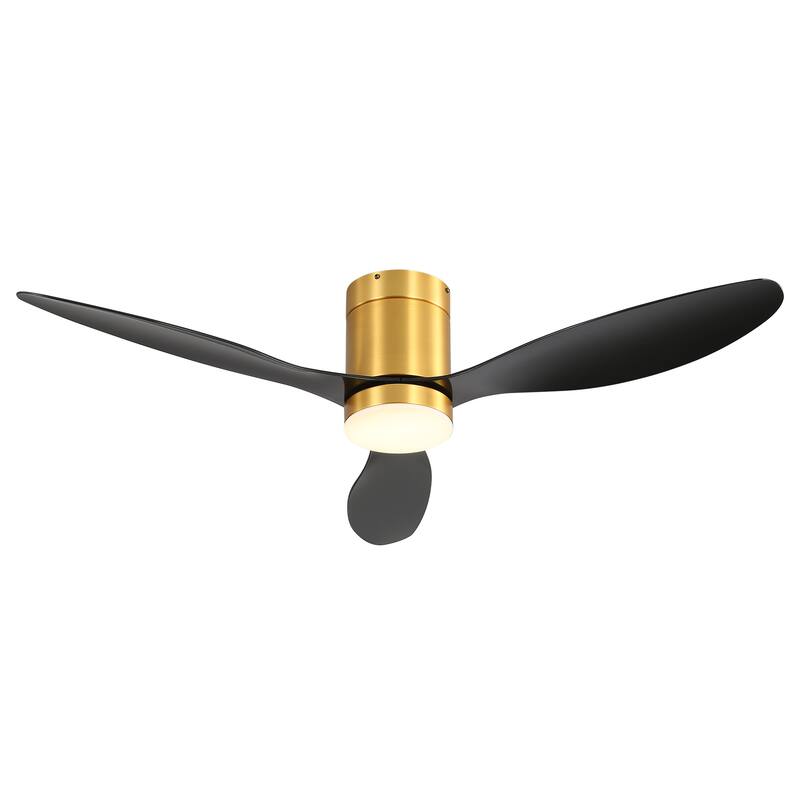 52-in LED Indoor Flush Mount Ceiling Fan with Light Remote (3-Blade)