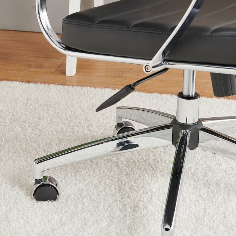 LUXMOD® Office Chair Faux Leather Silver Frame Adjustable and Swivel