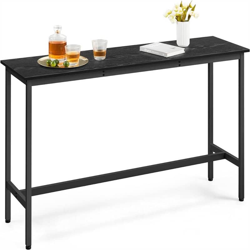 Narrow Long Bar Table - 15.7"D x 55.1"W x 35.4"H - Ebony Black