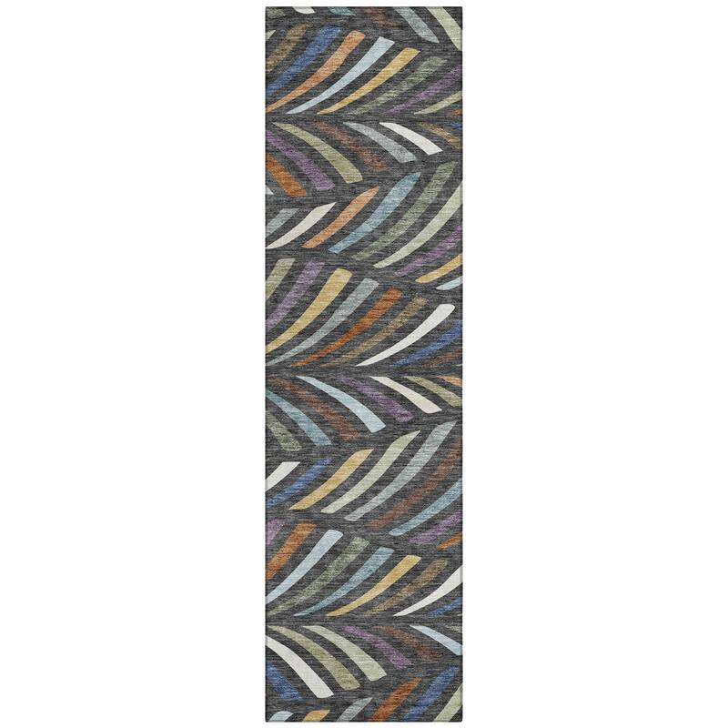 Machine Washable Indoor/ Outdoor Modern Feather Chantille Rug