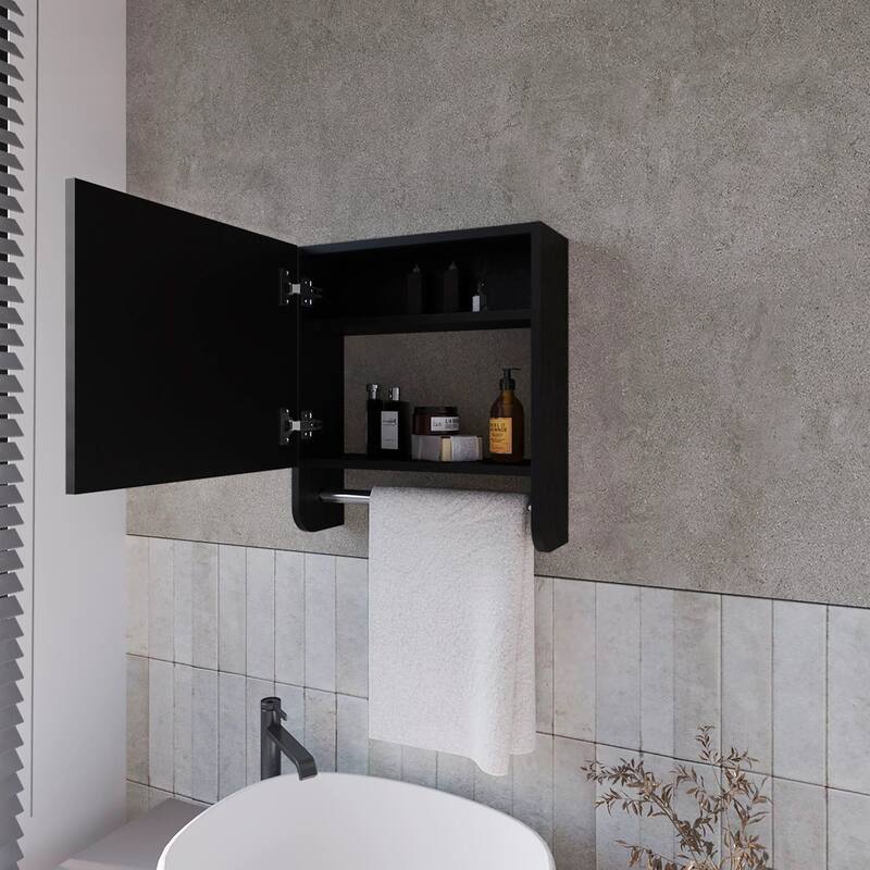 Medicine Cabinet with Towel Bar and Included Mirror